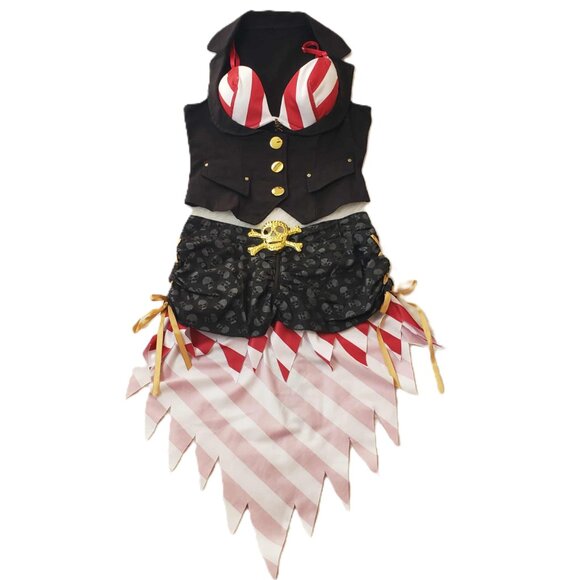 💀Leg Avenue Women's 3 PC BOOTY PIRATE Medium Halloween Costume + Hat & Choker - Picture 2 of 16